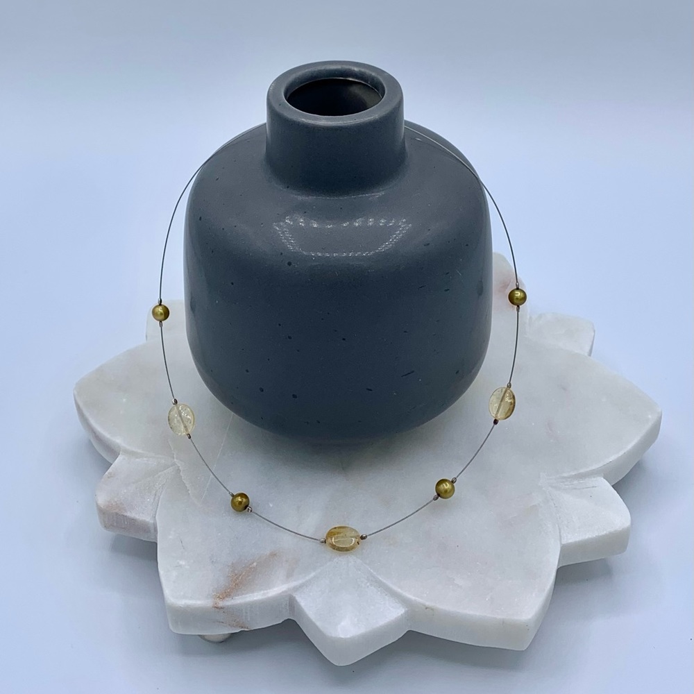 Retired Silpada Quartz & Brass Sterling Silver Wire Necklace